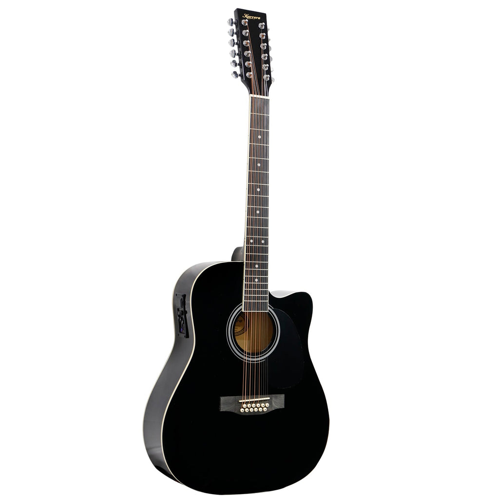 NNEDPE 12-String Acoustic Guitar with EQ - Black