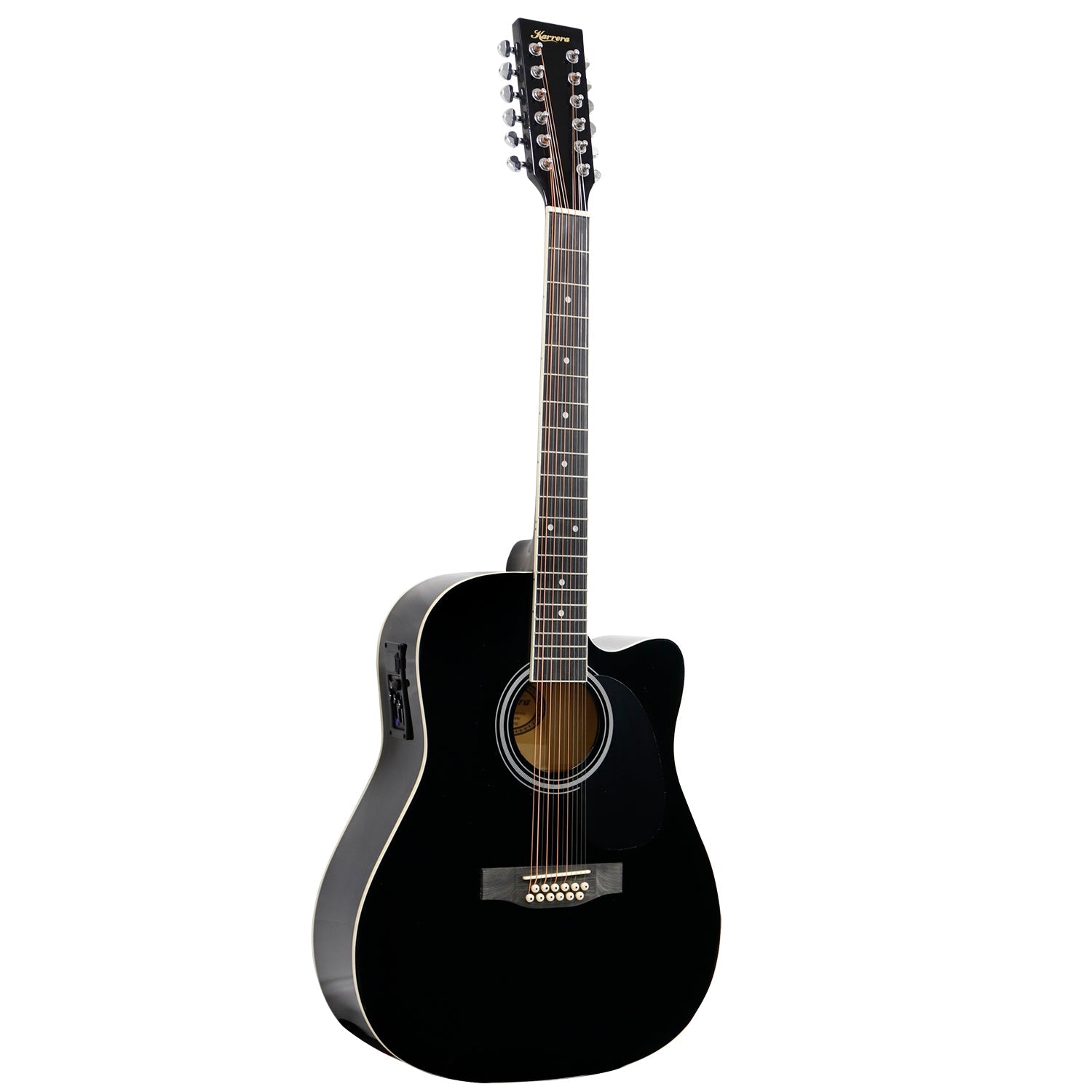 NNEDPE 12-String Acoustic Guitar with EQ - Black