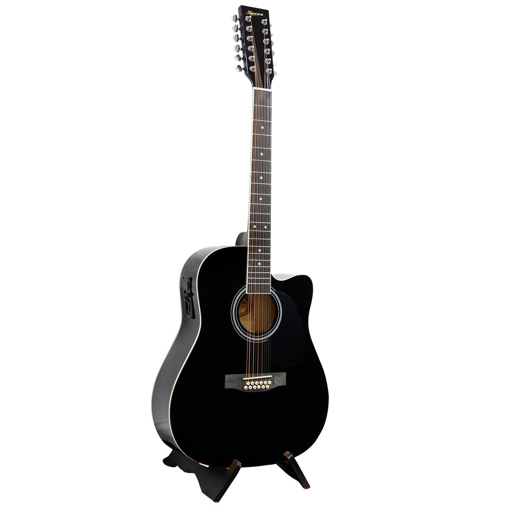 NNEDPE 12-String Acoustic Guitar with EQ - Black