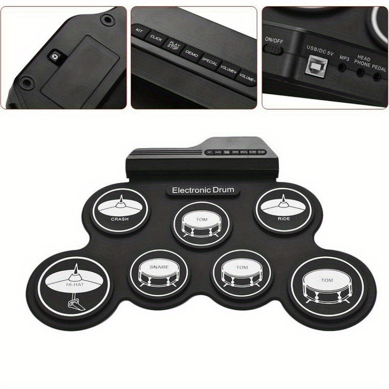 NNETM Foldable USB Electronic Drum Set with Pads