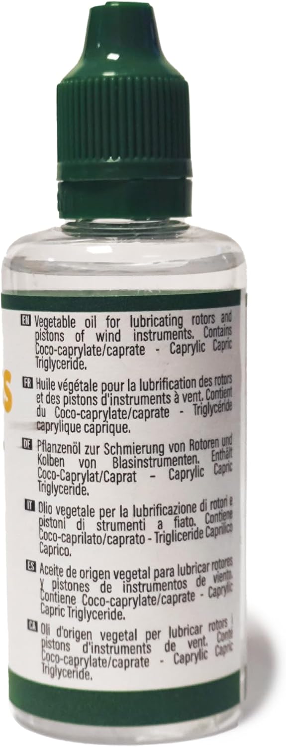 Elite ECOBrass Vegetal Oil 60ml Olio lubrificante per strumenti a vento di origine vegetale. Lubrificante per pistoni o rotori di tromba, trombone, fliscorno, tuba, bombardino, ecc.