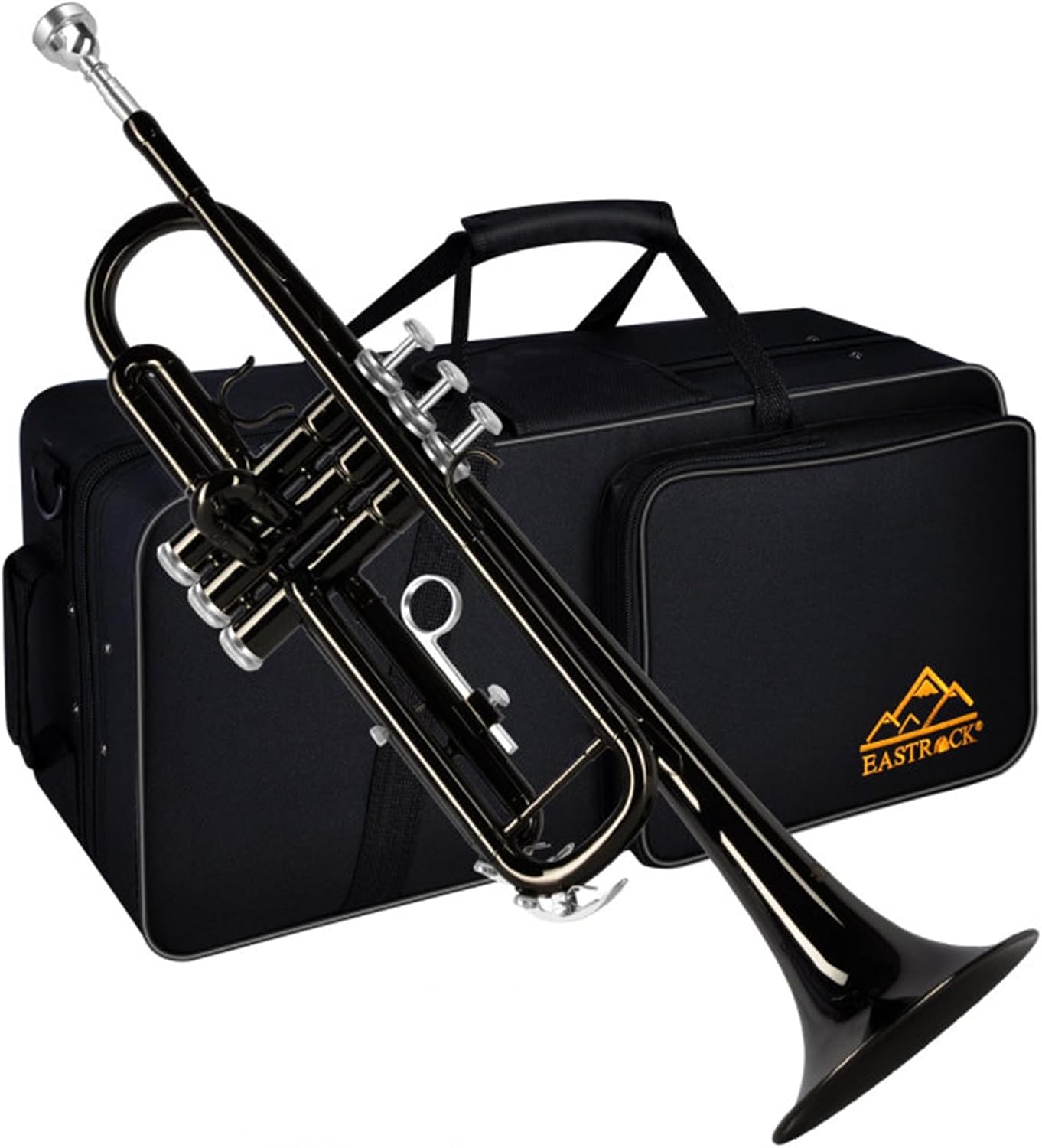 EASTROCK Standard Tromba Set Standard Bb Tromba In Ottone Con Hard Shell,Guanti,Tessuto,7C Tromba Bocchino,Trombe per Principianti,Studenti,Adulti e Artisti professionisti (Nero)