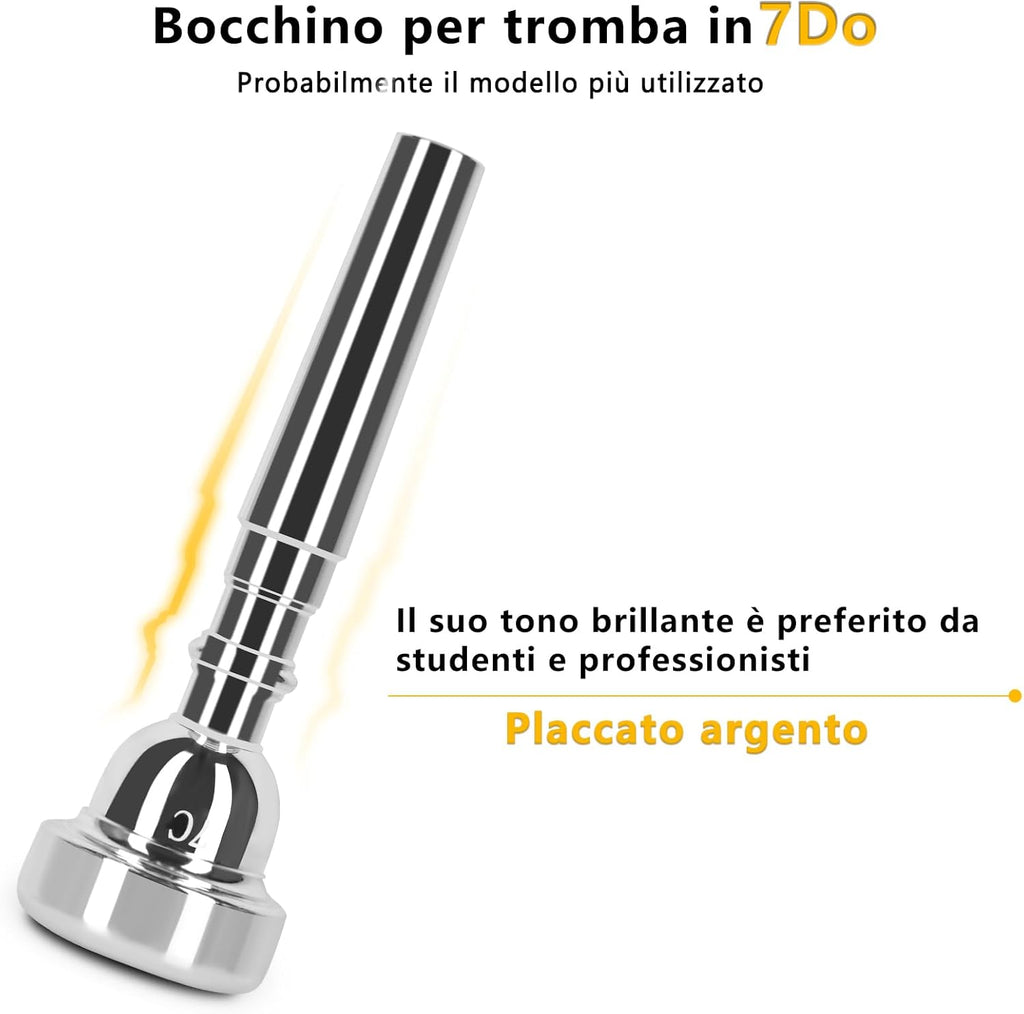 EASTROCK Standard Tromba Set Standard Bb Tromba In Ottone Con Hard Shell,Guanti,Tessuto,7C Tromba Bocchino,Trombe per Principianti,Studenti,Adulti e Artisti professionisti (Nero)