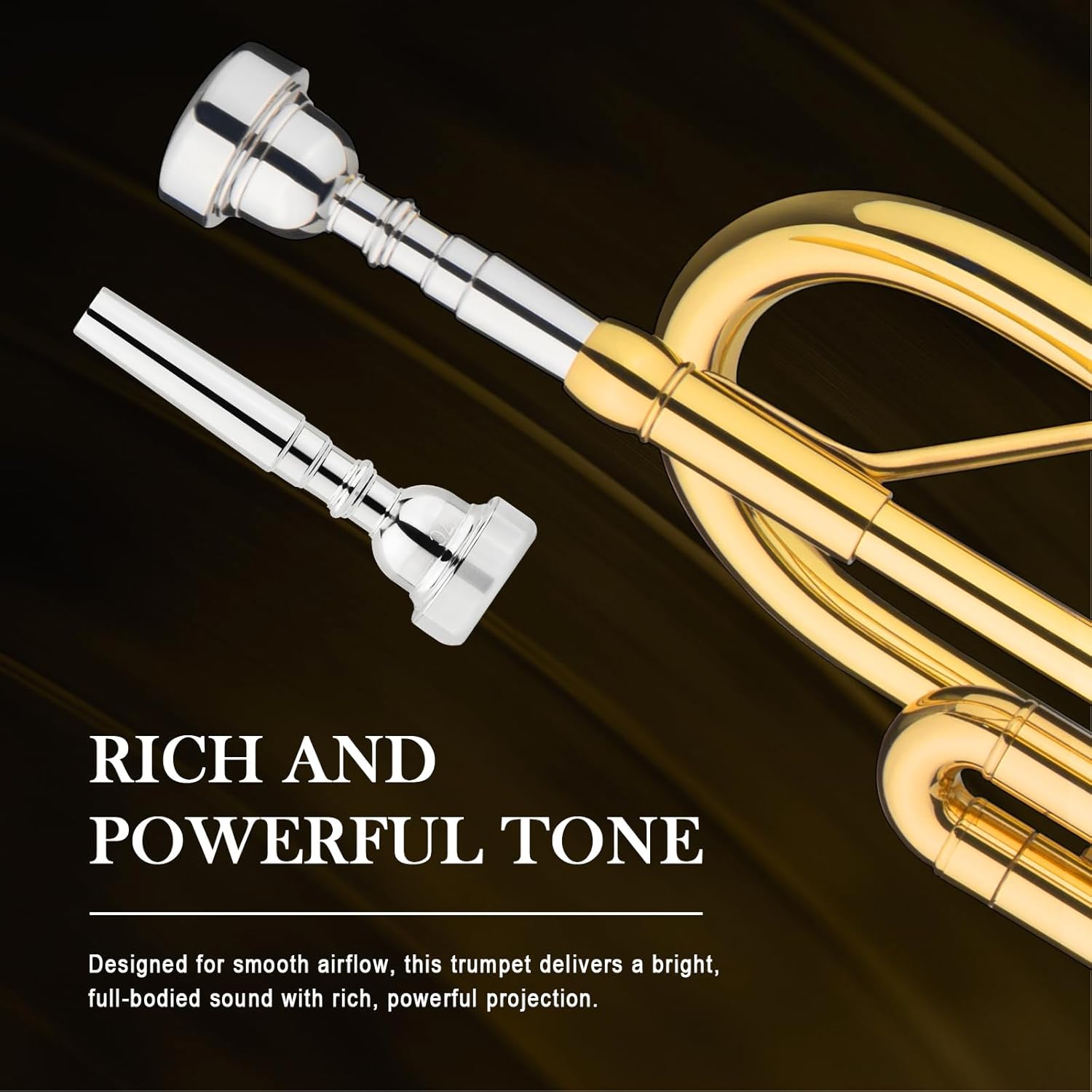 SONICAKE Tromba Bb Standard per Principianti, Tromba Studentesca in Ottone Dorato con Custodia Rigida, Bocchino 7C, Kit di Pulizia & Guanti QTP-01