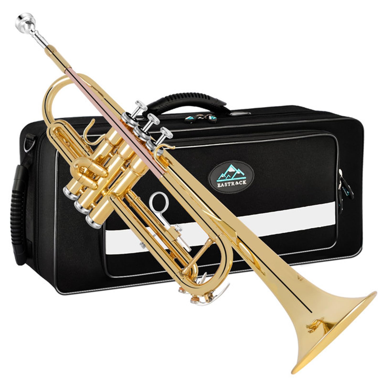 EASTROCK Standard Tromba Set Standard Bb Tromba In Ottone Con Hard Shell,Guanti,Tessuto,7C Tromba Bocchino,Trombe per Principianti,Studenti,Adulti e Artisti professionisti (Nero)