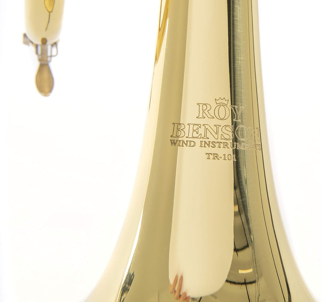 Roy Benson Bb-Trumpet TR-101 (progettato professionalmente con alesaggio ML, con leadpipe in ottone dorato, custodia rettangolare leggera inclusa, con set di zaini)