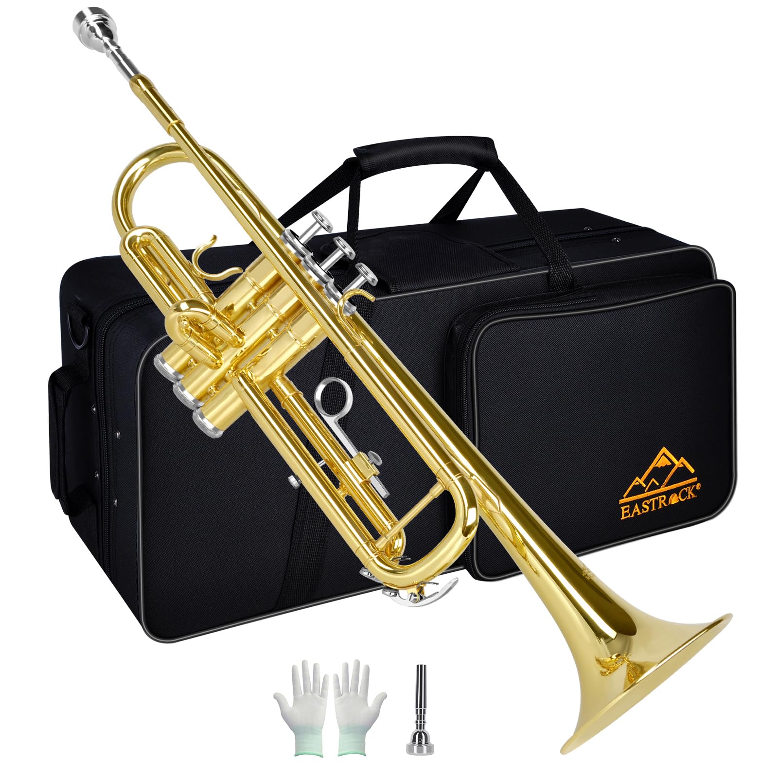 EASTROCK Standard Tromba Set Standard Bb Tromba In Ottone Con Hard Shell,Guanti,Tessuto,7C Tromba Bocchino,Trombe per Principianti,Studenti,Adulti e Artisti professionisti (Nero)