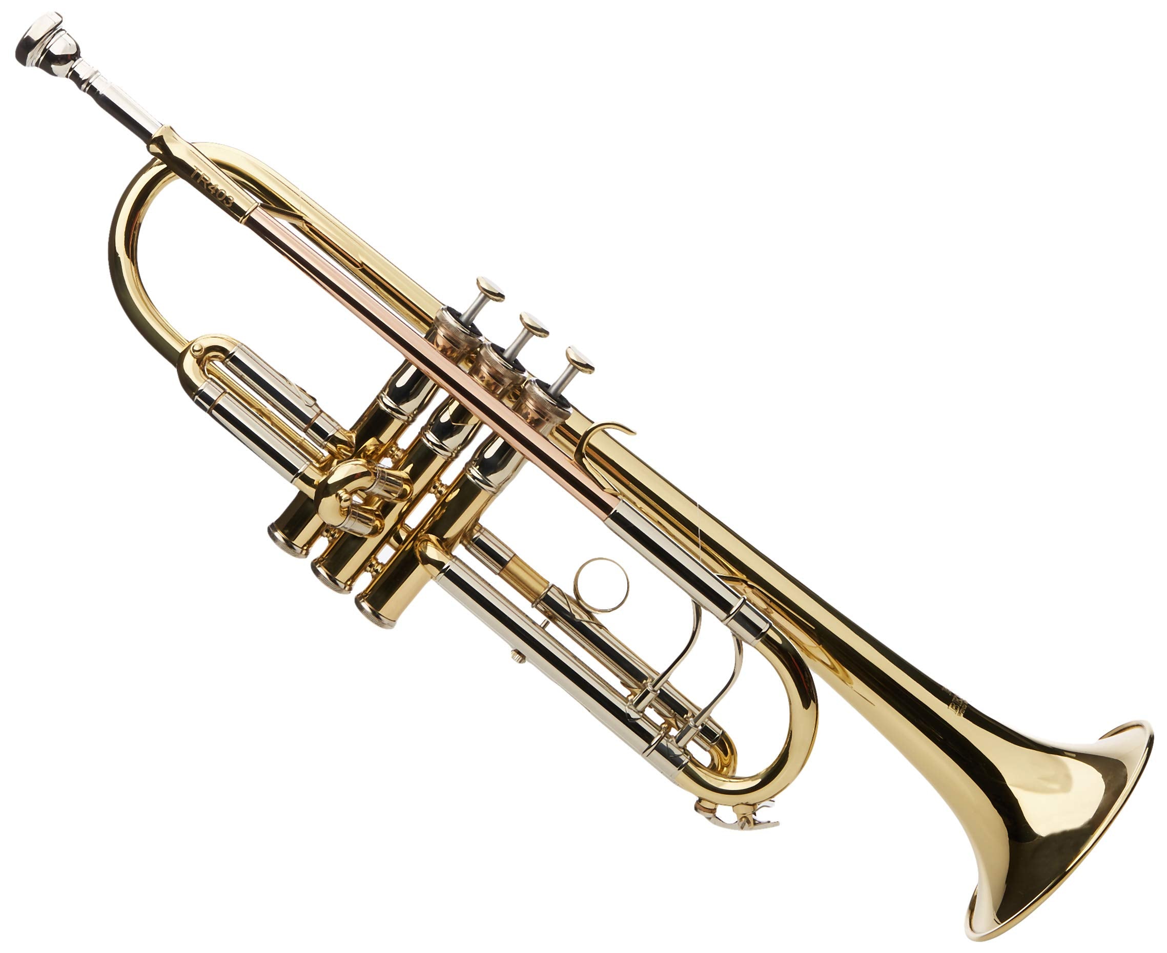 Roy Benson Bb-Trumpet TR-101 (progettato professionalmente con alesaggio ML, con leadpipe in ottone dorato, custodia rettangolare leggera inclusa, con set di zaini)