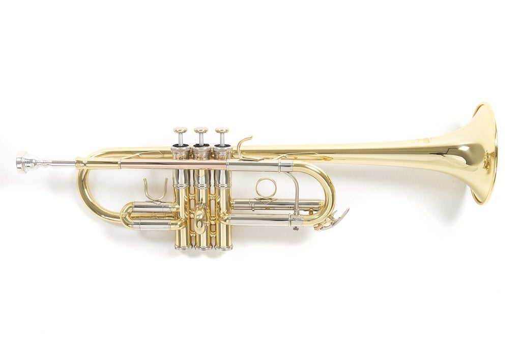 Roy Benson Bb-Trumpet TR-101 (progettato professionalmente con alesaggio ML, con leadpipe in ottone dorato, custodia rettangolare leggera inclusa, con set di zaini)