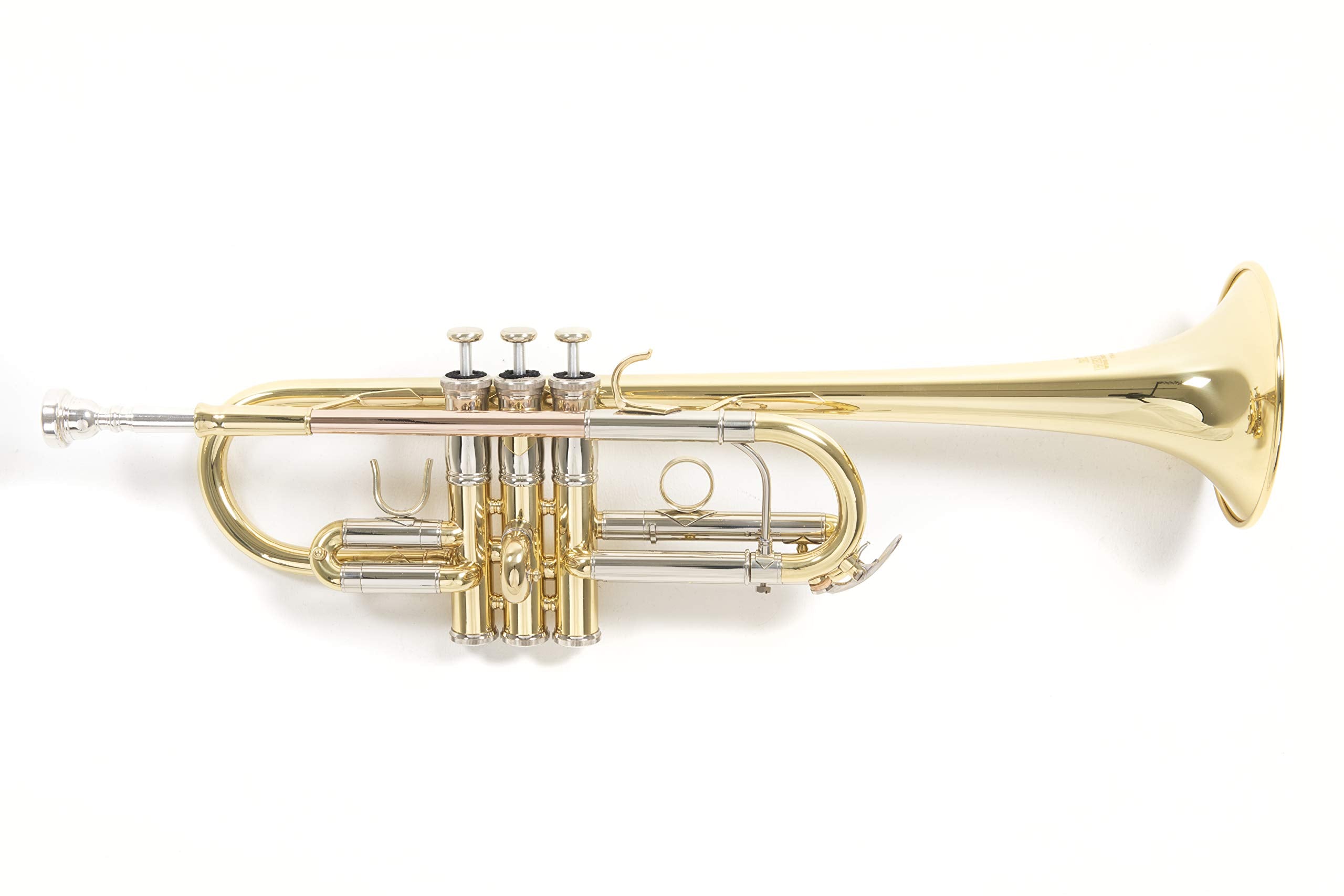 Roy Benson Bb-Trumpet TR-101 (progettato professionalmente con alesaggio ML, con leadpipe in ottone dorato, custodia rettangolare leggera inclusa, con set di zaini)