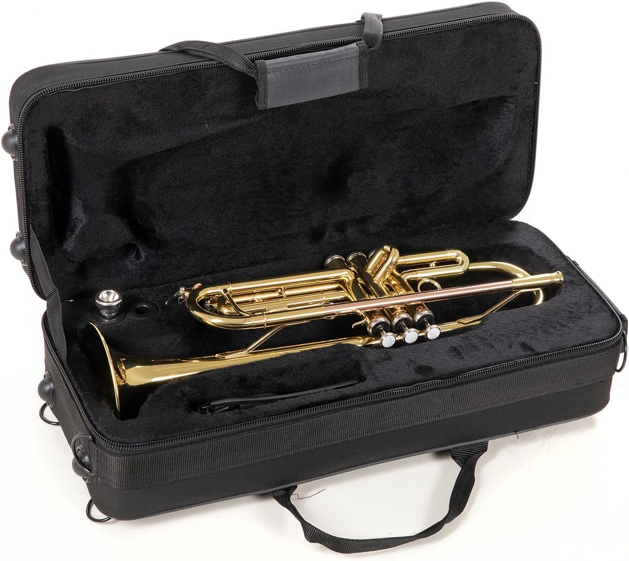 Roy Benson Bb-Trumpet TR-101 (progettato professionalmente con alesaggio ML, con leadpipe in ottone dorato, custodia rettangolare leggera inclusa, con set di zaini)
