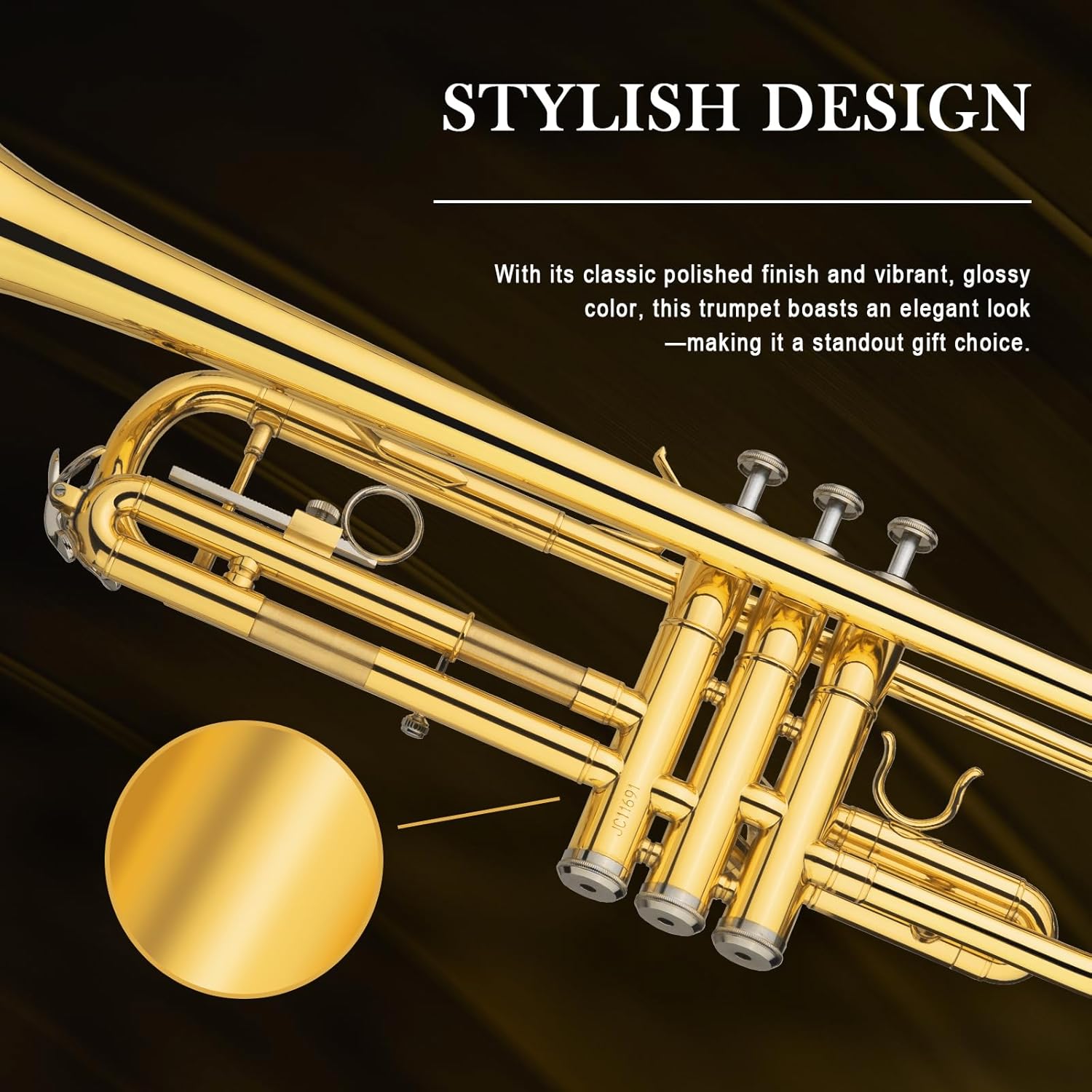 SONICAKE Tromba Bb Standard per Principianti, Tromba Studentesca in Ottone Dorato con Custodia Rigida, Bocchino 7C, Kit di Pulizia & Guanti QTP-01