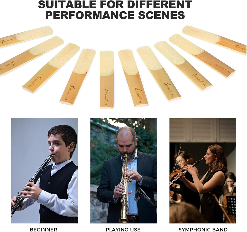 Sovvid Confezione da 10 ance per clarinetto in Sib con scatola di plastica, forza 2.0 per clarinetto, canne tradizionali per clarinetto, sassofono principianti e giocatori