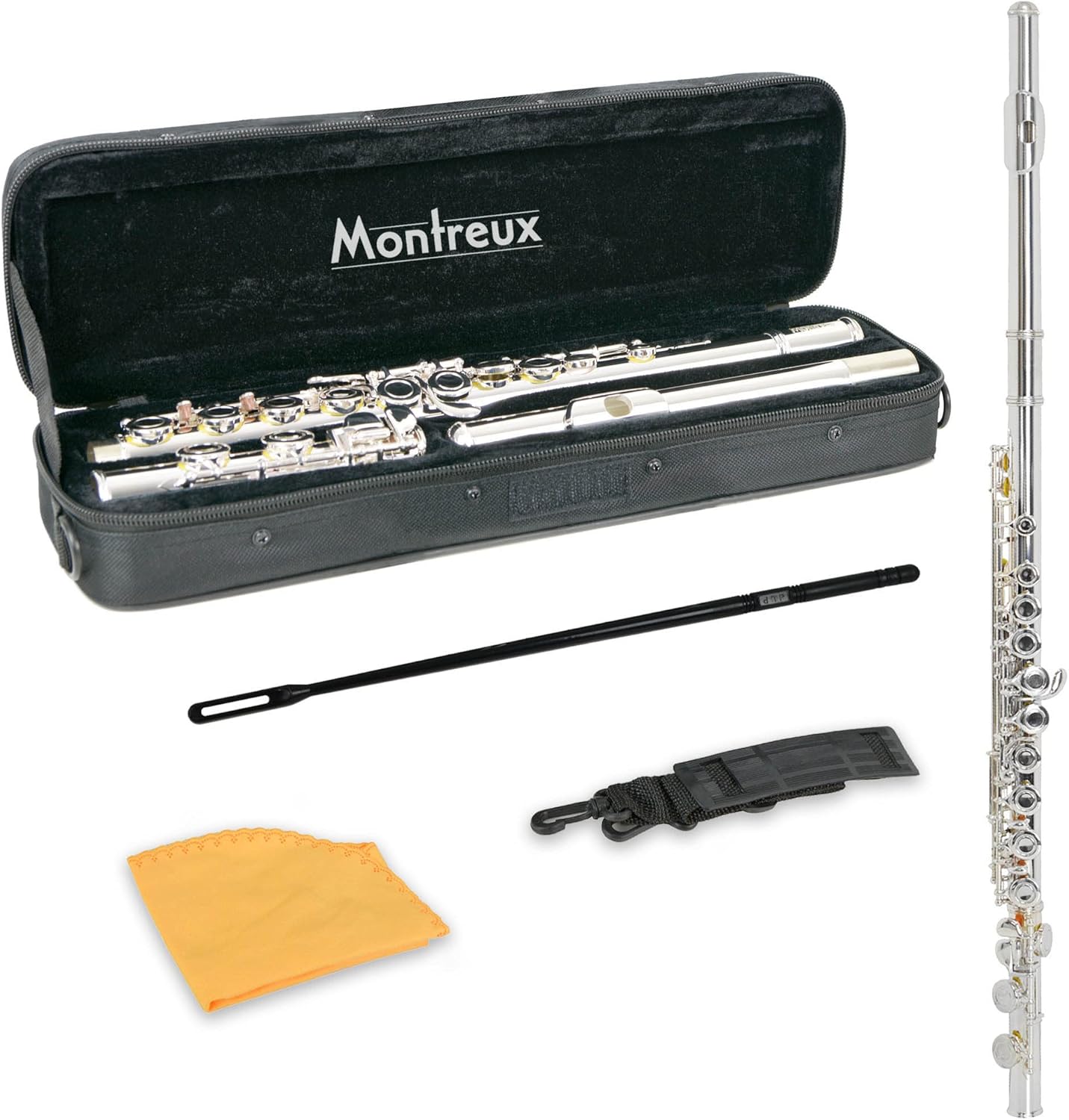 Montreux Student Flauto per Principianti con Custodia Protettiva Leggera - Placcato Argento, Offset G, Meccanismo Split E, Piede C