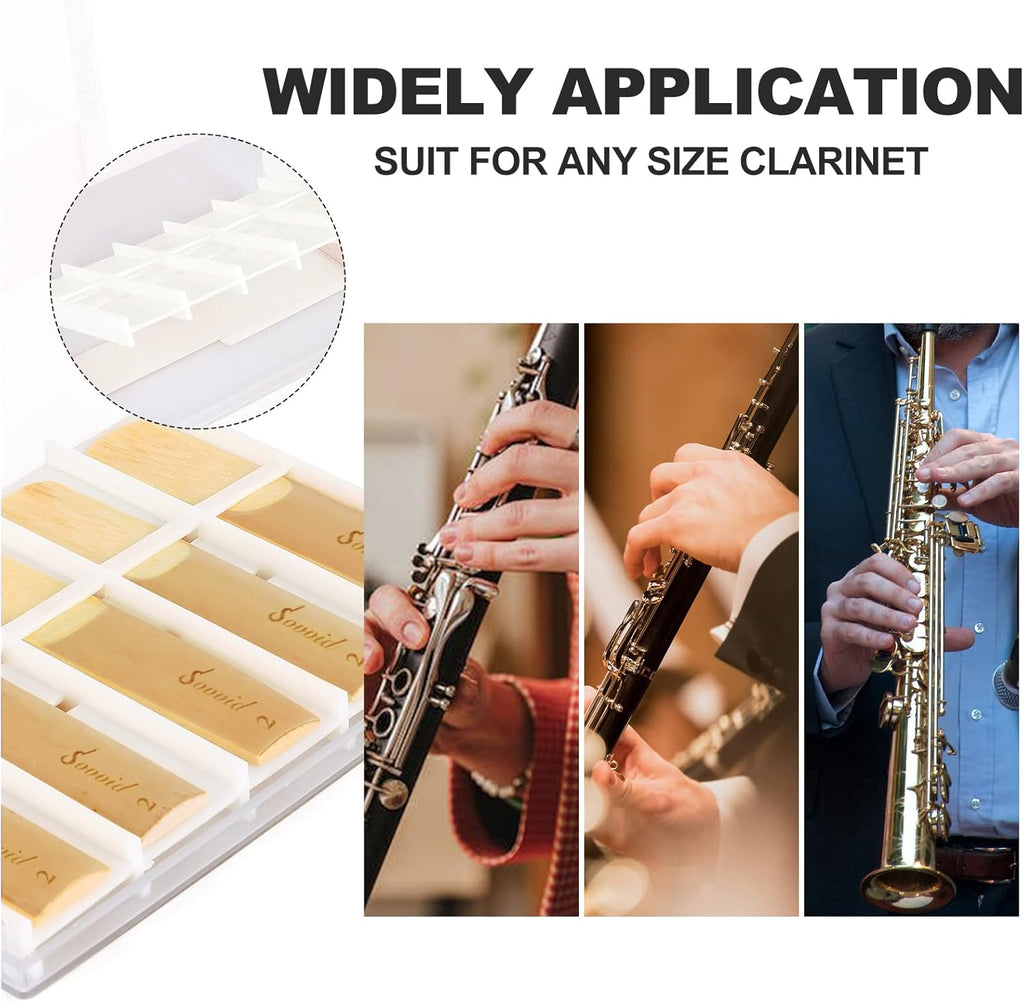 Sovvid Confezione da 10 ance per clarinetto in Sib con scatola di plastica, forza 2.0 per clarinetto, canne tradizionali per clarinetto, sassofono principianti e giocatori