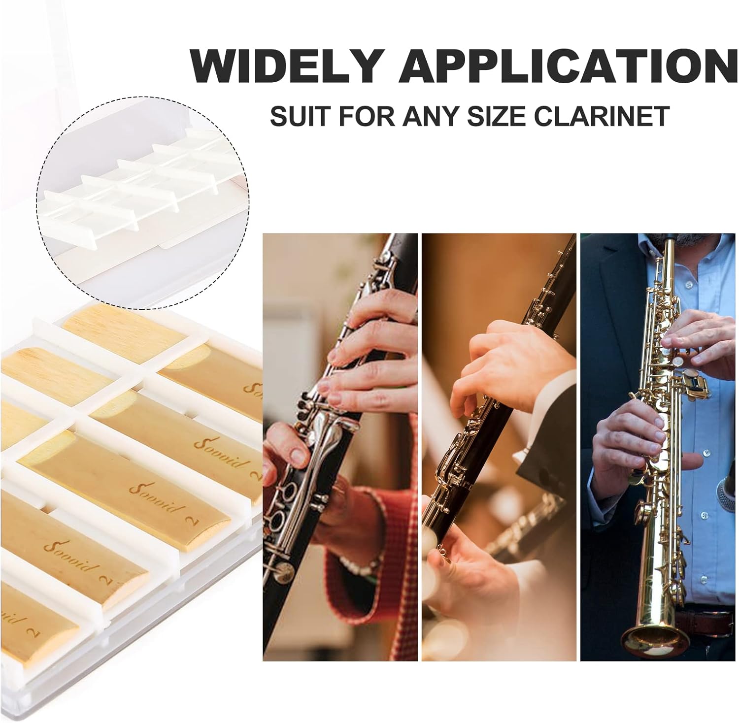 Sovvid Confezione da 10 ance per clarinetto in Sib con scatola di plastica, forza 2.0 per clarinetto, canne tradizionali per clarinetto, sassofono principianti e giocatori