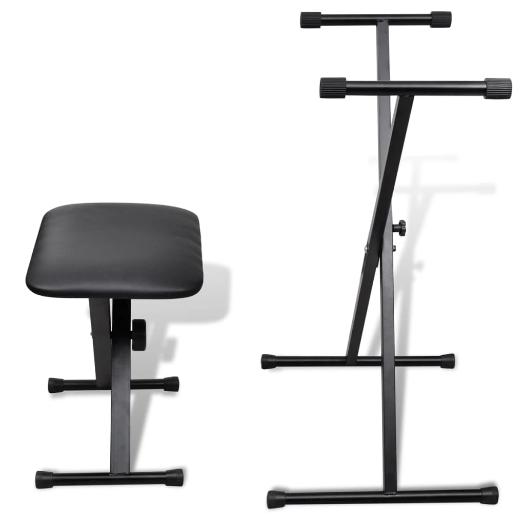 NNEVL Adjustable Keyboard Stand and Stool Set