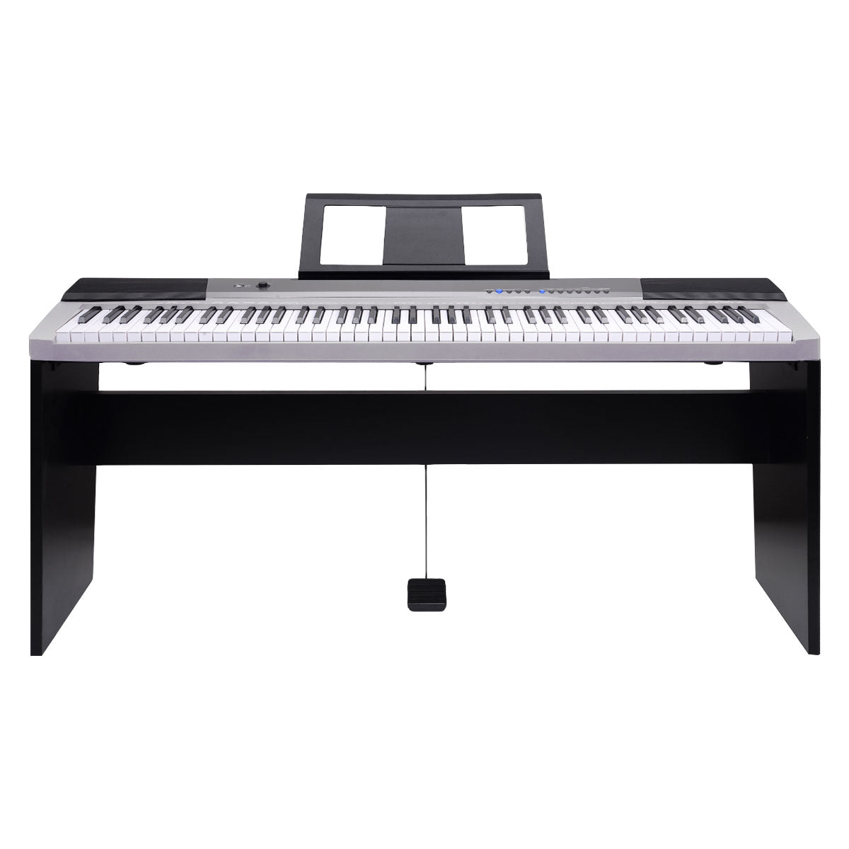 NNEDPE Karrera 88 Keys Electronic Keyboard Piano with Stand Silver