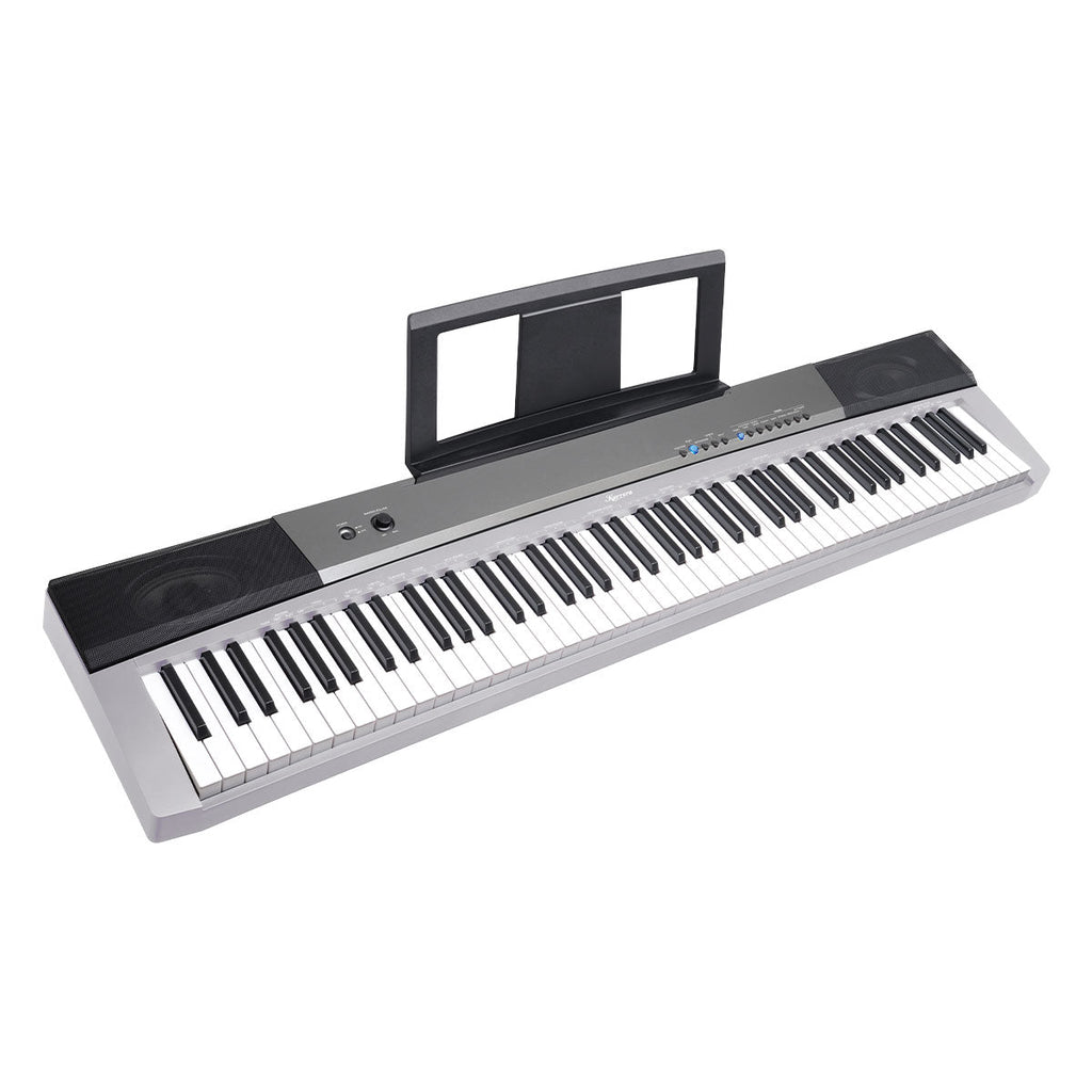 NNEDPE Karrera 88 Keys Electronic Keyboard Piano with Stand Silver