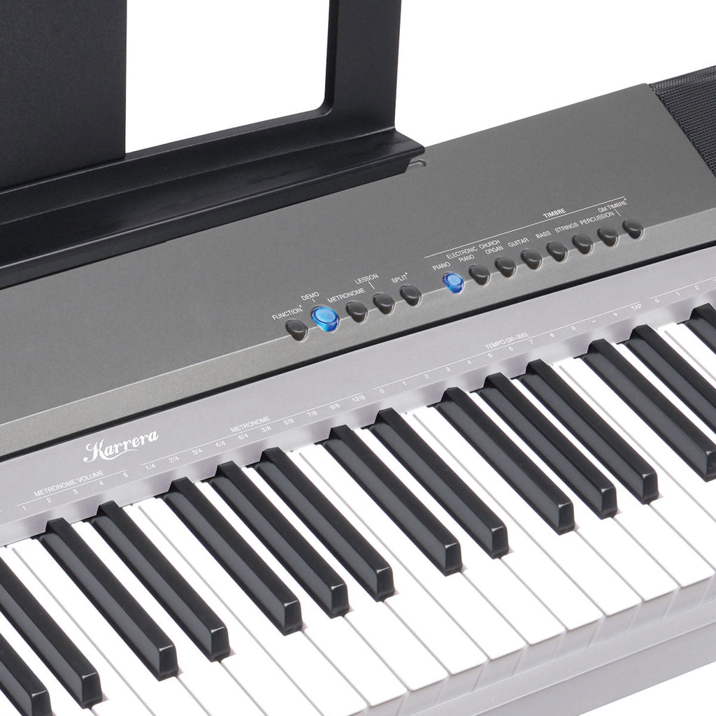 NNEDPE Karrera 88 Keys Electronic Keyboard Piano with Stand Silver