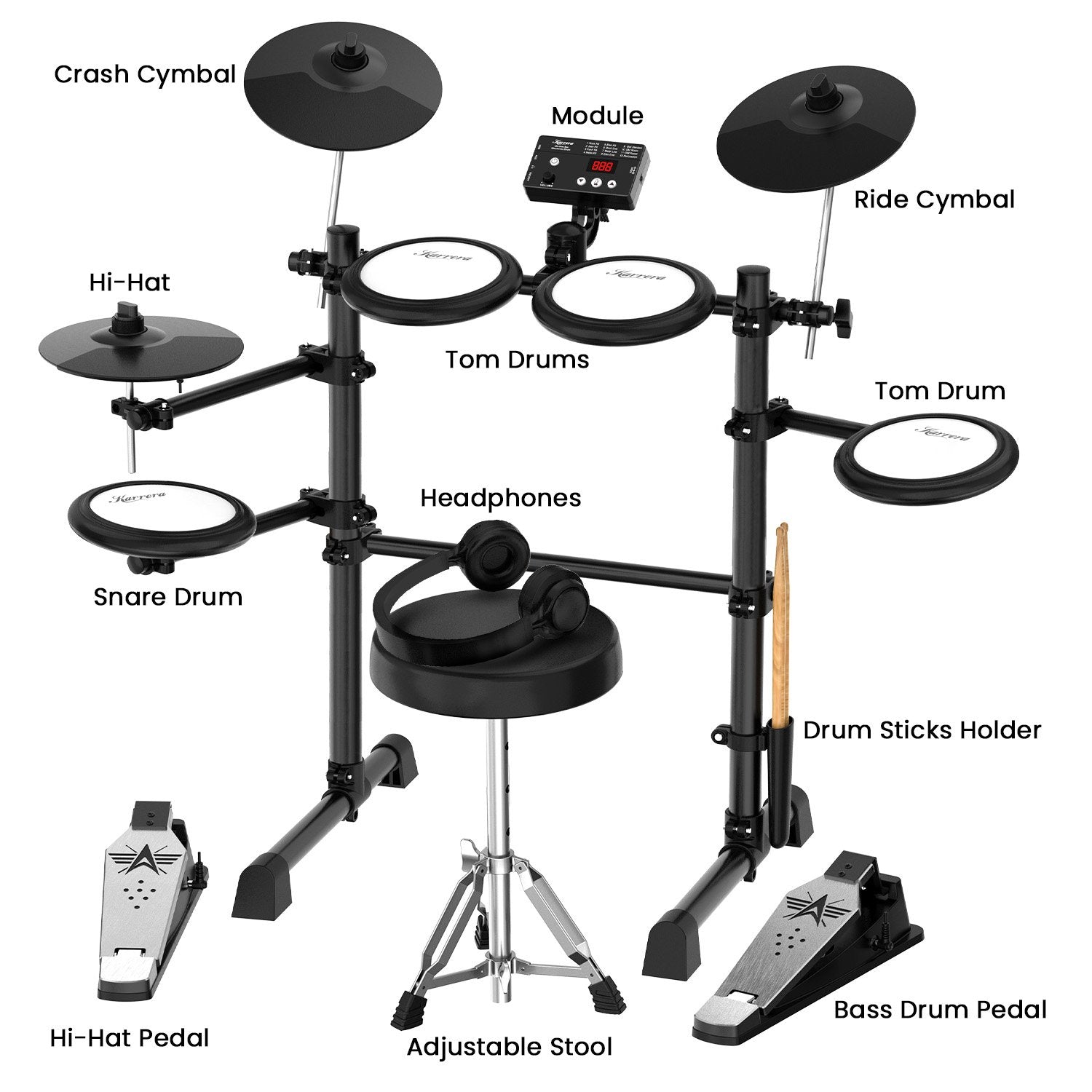 NNEDPE TDX-16 Electronic Drum Kit with Pedals