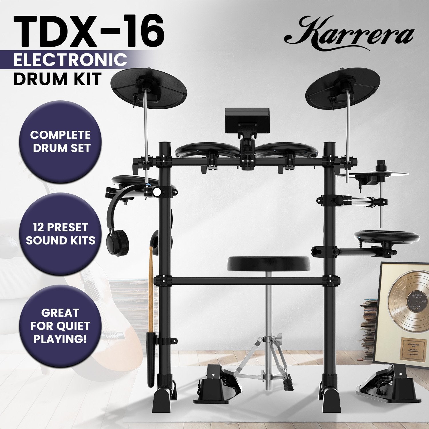 NNEDPE TDX-16 Electronic Drum Kit with Pedals